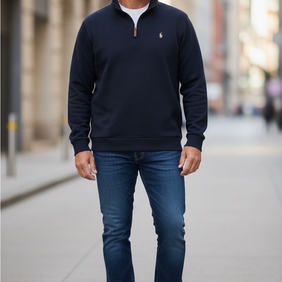 Polo Ralph Lauren Other - Polo Ralph Lauren Brushed Cotton 1/4 Zip Pullover Sweater Navy Men's  XXL Logo